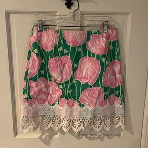 Lily Pulitzer Tulip Print Lace Mini Skirt